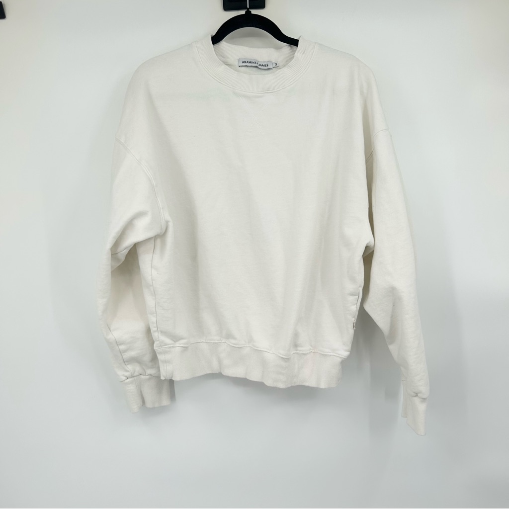 Araminta James White Slouchy Aspen Ski Lodge Sweatshirt Size Medium M